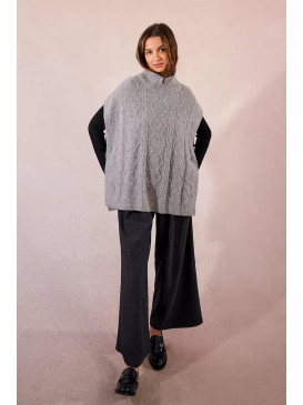 Poncho torsadé col montant