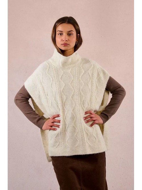 Poncho torsadé col montant