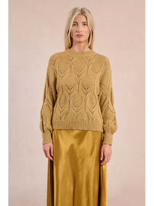 Pull ajouré col rond manches longues