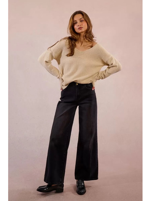 Pull avec sequins col V