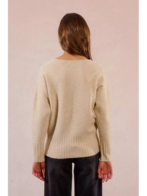 Pull avec sequins col V