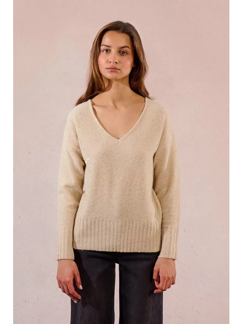 Pull avec sequins col V