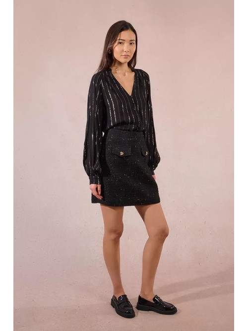 Jupe courte en tweed taille haute