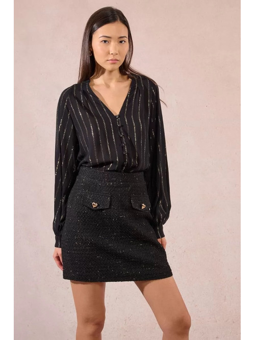 Jupe courte en tweed taille haute