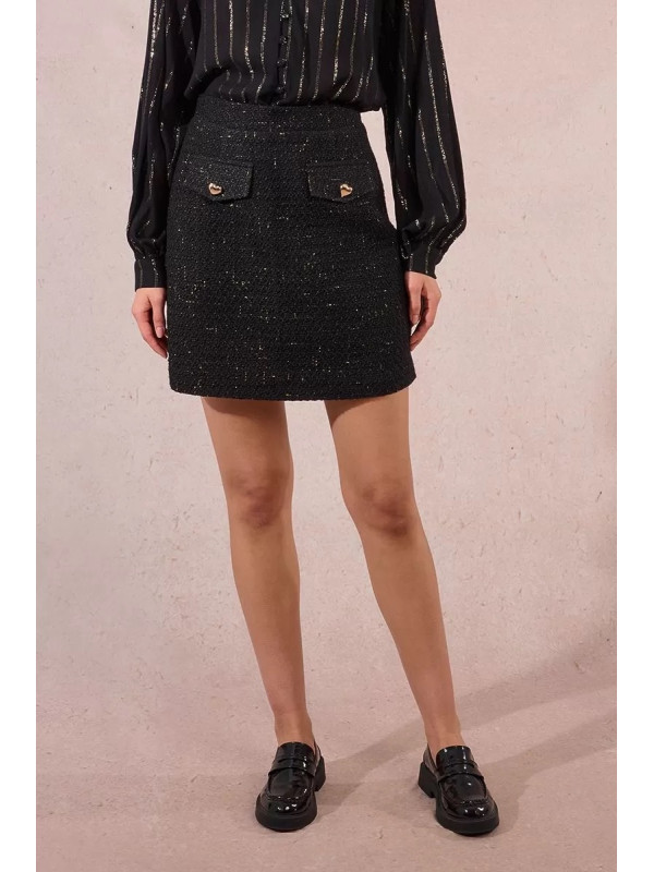 Jupe courte en tweed taille haute