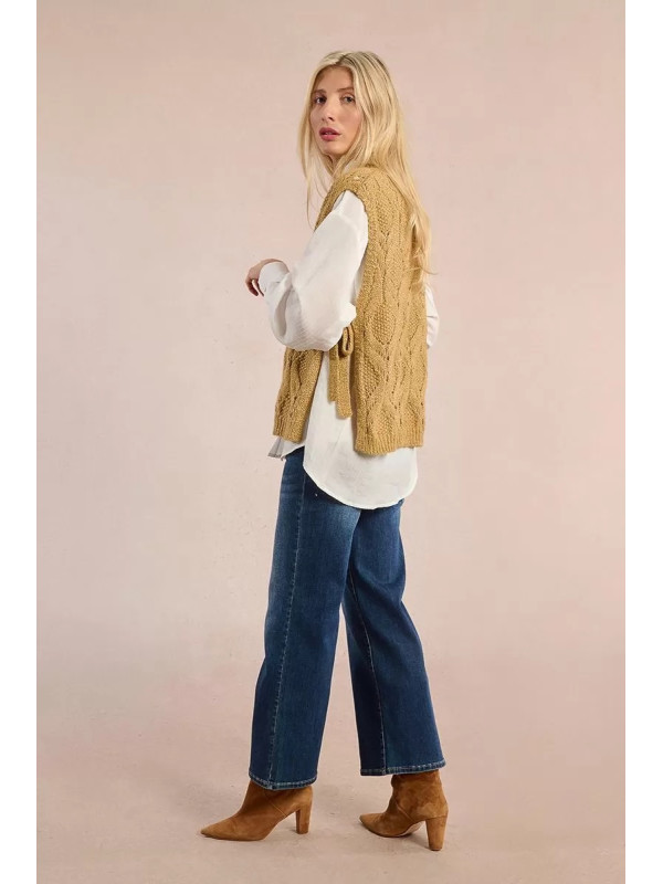 Pull ajouré col rond sans manche