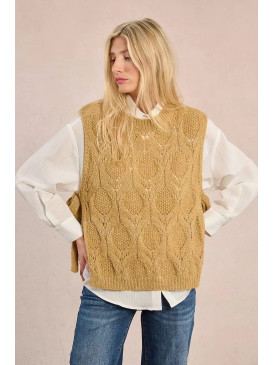 Pull ajouré col rond sans...
