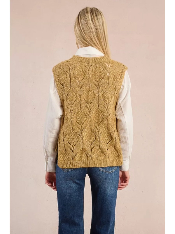 Pull ajouré col rond sans manche