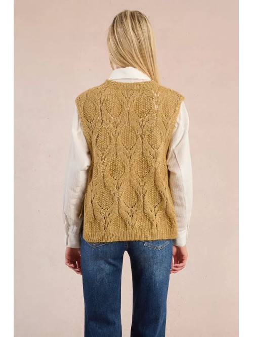 Pull ajouré col rond sans manche