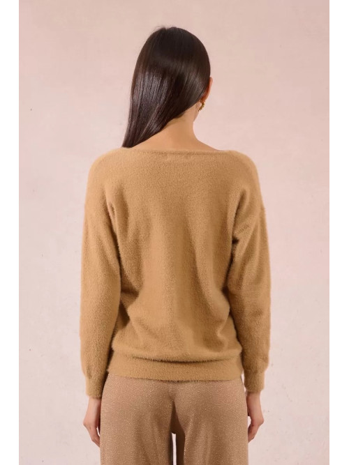 Pull duveteux col V