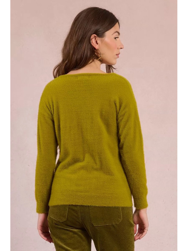 Pull duveteux col V
