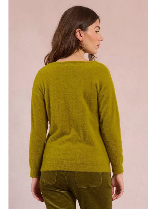 Pull duveteux col V