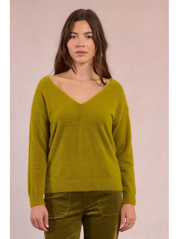 Pull duveteux col V