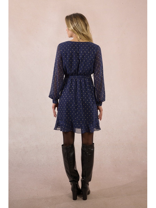 Robe courte en voilage touches dorées