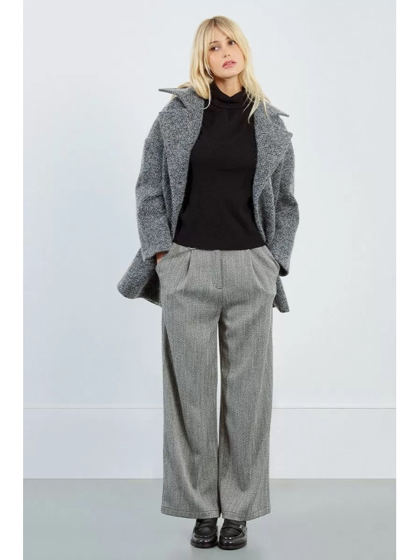 Manteau court chiné doublé
