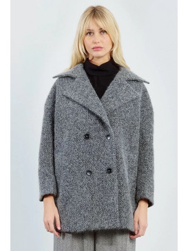 Manteau court chiné doublé