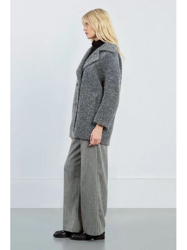 Manteau court chiné doublé