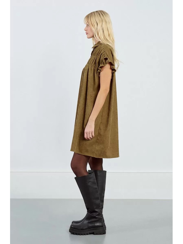 Robe courte froncée en velours