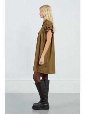 Robe courte froncée en velours