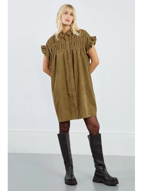 Robe courte froncée en velours