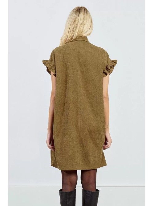 Robe courte froncée en velours