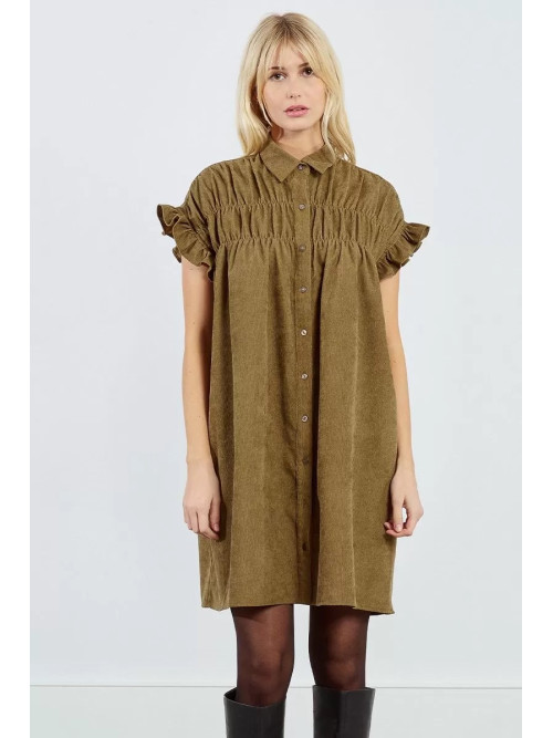 Robe courte froncée en velours