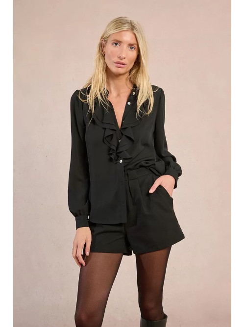 Chemise en voile volantée au col