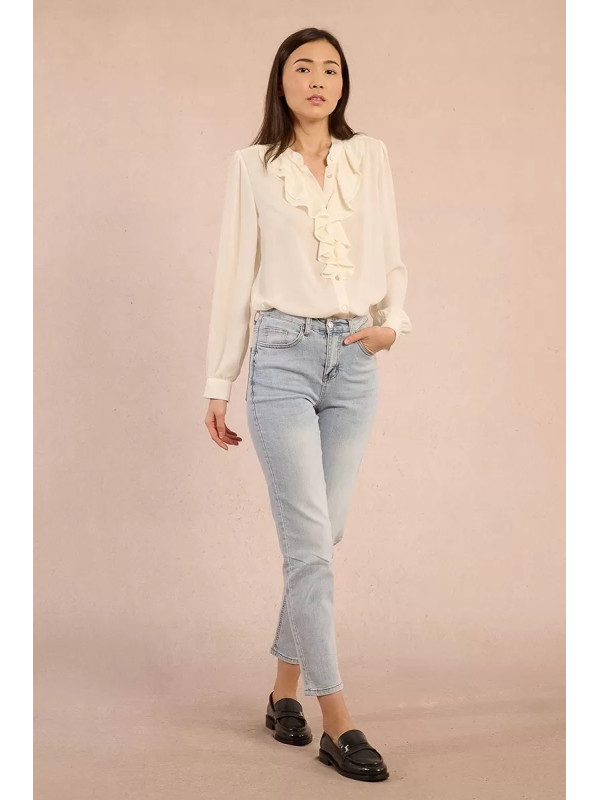 Chemise en voile volantée au col