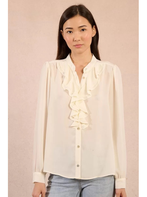 Chemise en voile volantée au col