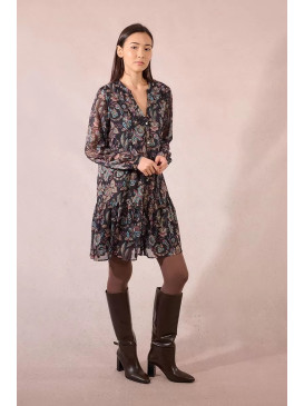Robe courte col V en voile...
