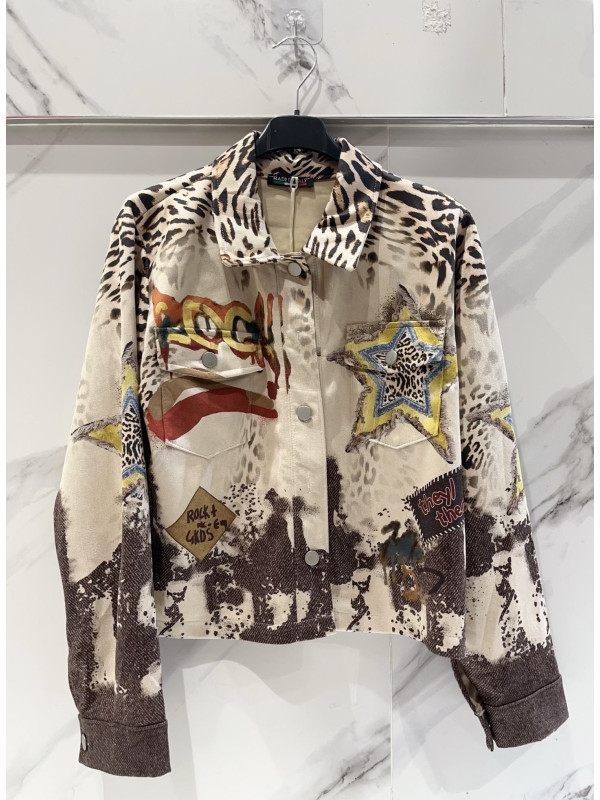 Veste courte en suédine imprimée