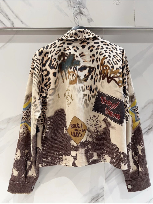 Veste courte en suédine imprimée