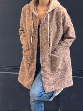 Manteau 3/4 à capuche façon...