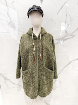 Manteau 3/4 à capuche façon...