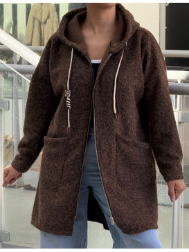Manteau 3/4 à capuche façon...