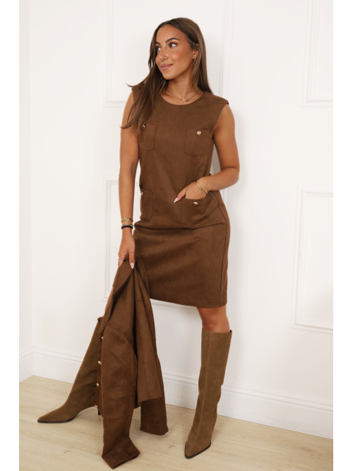 Robe chasuble courte en suédine