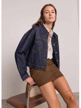Veste cropped en jean brut...