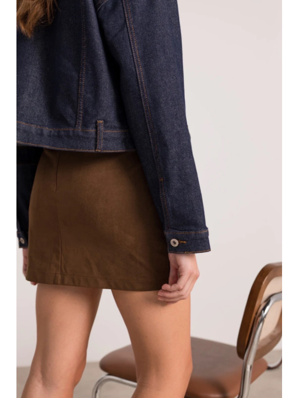 Veste cropped en jean brut avec poches en cœur