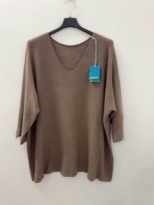 Pull oversized col V manches longues