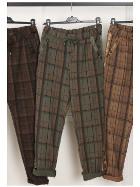 Pantalon à carreaux stretch...