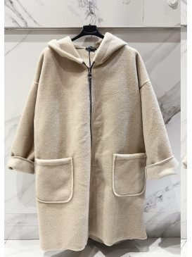 Manteau 3/4 à capuche - Beige