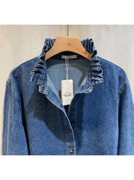 Chemise en jean col froncé...