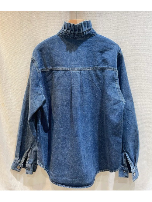 Chemise en jean col froncé manches longues