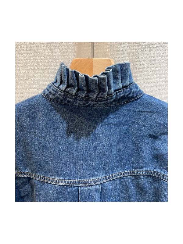 Chemise en jean col froncé manches longues