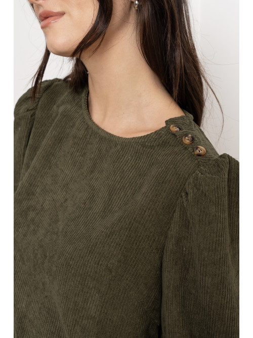 Robe courte en velours côtelé manches longues