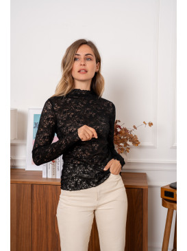Top en dentelle à col...