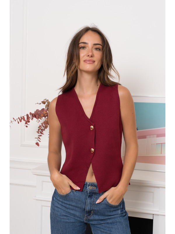 Gilet sans manche boutons dorés