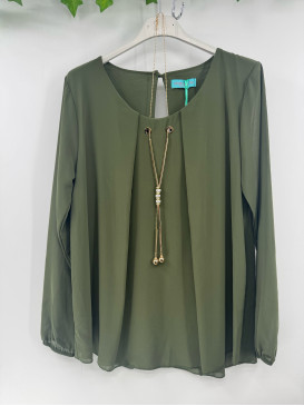 Top uni en voile col rond...