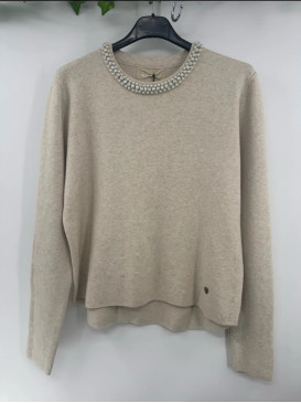 Pull col rond perlé manches...