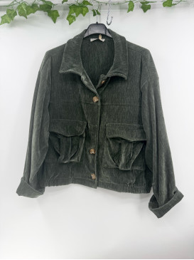 Veste courte en velours lisse